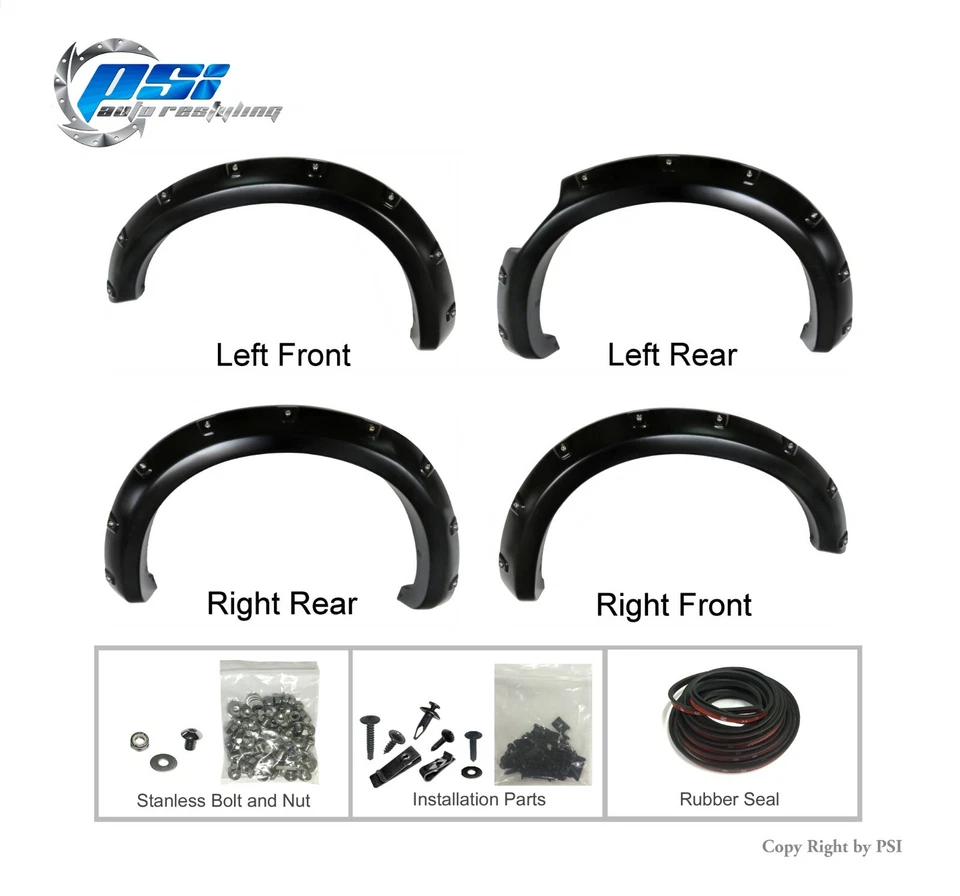 Paintable Pop-Out Bolt Fender Flares Fits Nissan Titan XD 2016-2021 Full Set  - Image 2 of 3