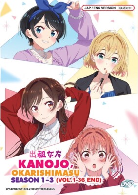 DVD Anime Rent A Girlfriend Staffel 1+2+3 Serie (1-36 Ende) English Dub Regio...