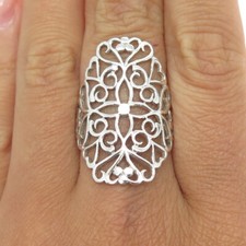 925 Sterling Silver Vintage Ornate Flower Ring Size 9.25