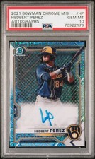 2021 Bowman Chrome #BCMA-HP - Hedbert Perez - Mega Box Mojo Auto PSA 10 GEM MINT