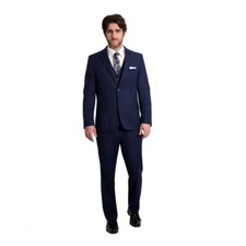 Men's Navy 2 Button Notch Power Stretch Suit