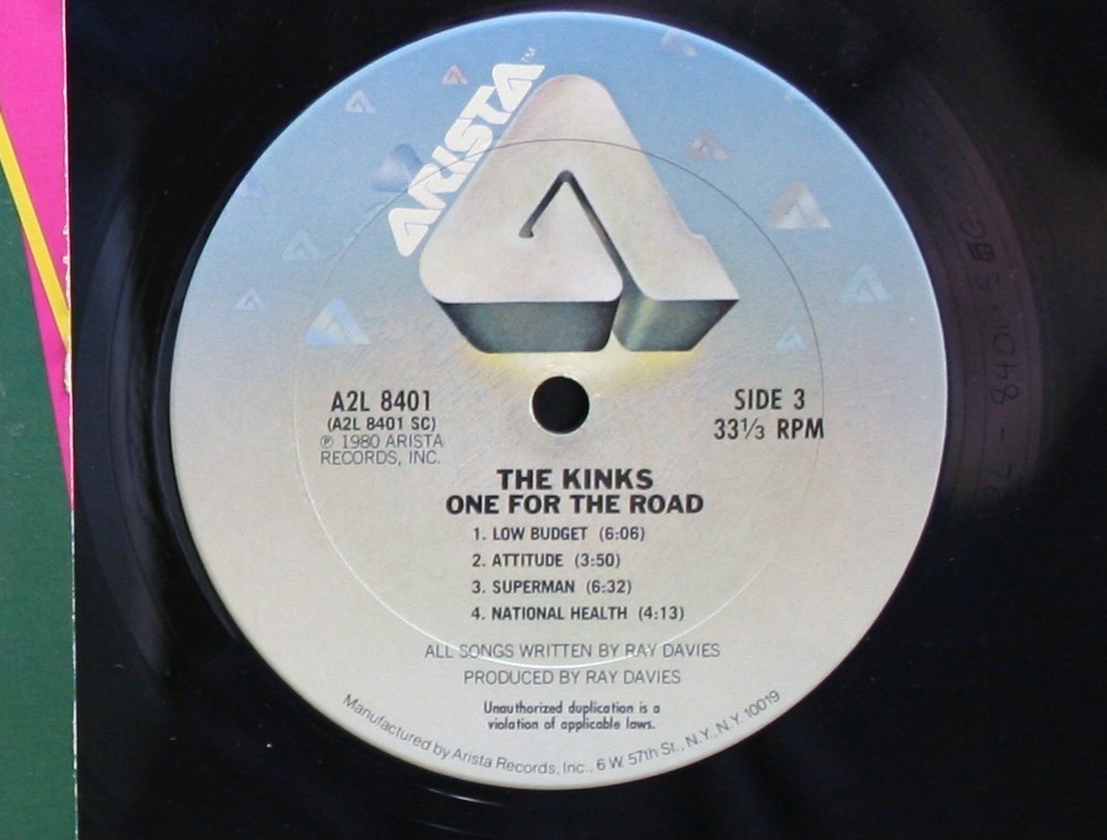 VINYL RECORD ALBUM THE KINKS ONE FOR THE ROAD DOUBLE LP GATEFOLD
