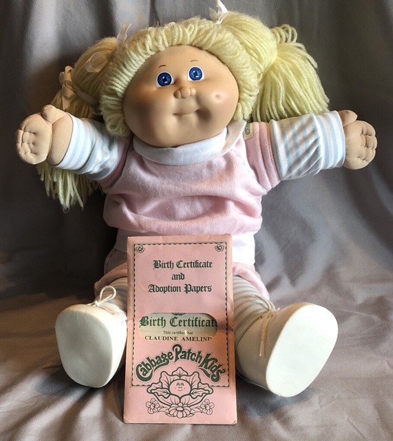 Vintage 1983 (84?) Cabbage Patch Doll Blue Eyed, Blonde With One