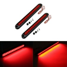2X 10" 15 LED Sealed Trailer Truck RV Stop Tail Rear Brake Turn Light Bar Red