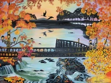 "Autumn's Melody" - Art, Painting, Giclee on Canvas 22"x29" by Yelena Berzon