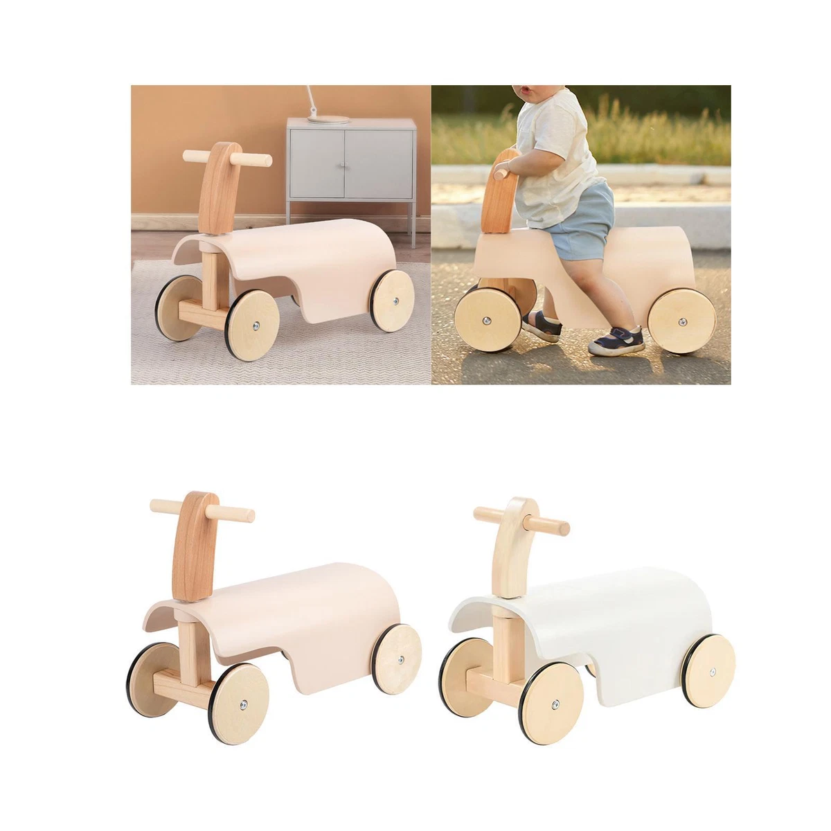 Toddlers Wooden Ride on Toys with Wheels Sturdy Children Push Walking Toy