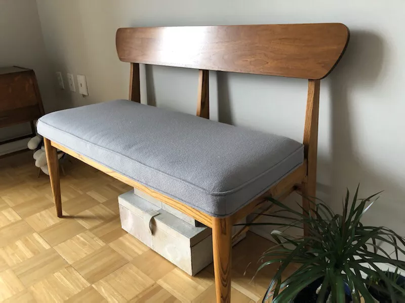 Mid century modern bench with back online