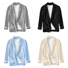 Summer Men's Casual Cotton Blazer Suit Jacket Lightweight Business Sport Coats