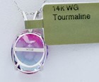 LAB CREATED 5.12 Cts TOURMALINE PENDANT SOLID 14k WHITE GOLD - New With Tag — photo 6