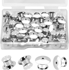 50PCS Locking Pin Backs Locking Pin Keepers Clasp, Metal Pin Locks Back for B...