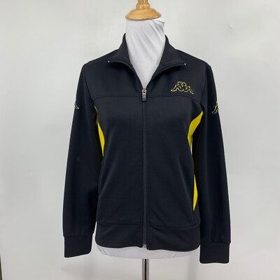 Kappa Jacket Womens M Medium Yellow Black Full Zip Mock Italia