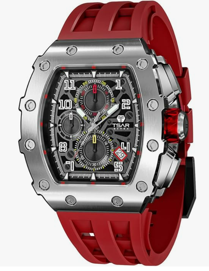 TSAR BOMBA - TB-8204SGLZ- Men Watches 50m Waterproof Chronograph Quartz - Red