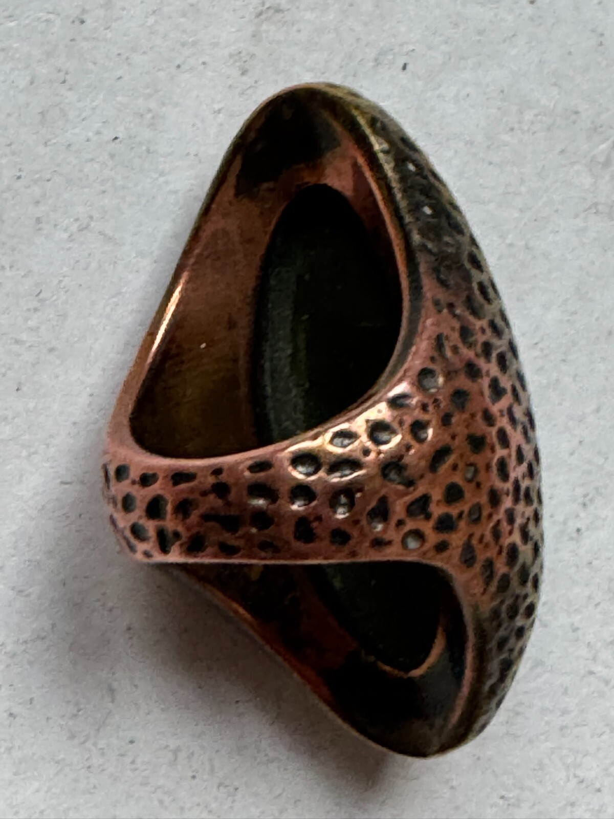 Copper Ring Jade Gemstone Solid 1930s Vintage Art… - image 3