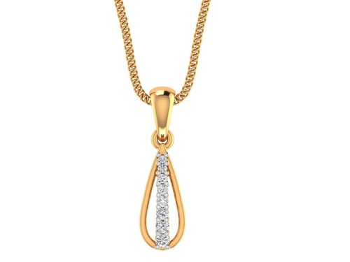 Pendentif Breloque Ange En Argent Sterling Or Jaune Avec Diamant 0.85 Ct - 2 Pouces (Neuf)