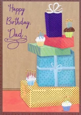 Designer Greetings Stack of Presents and Cupcakes Birthday Card for Dad