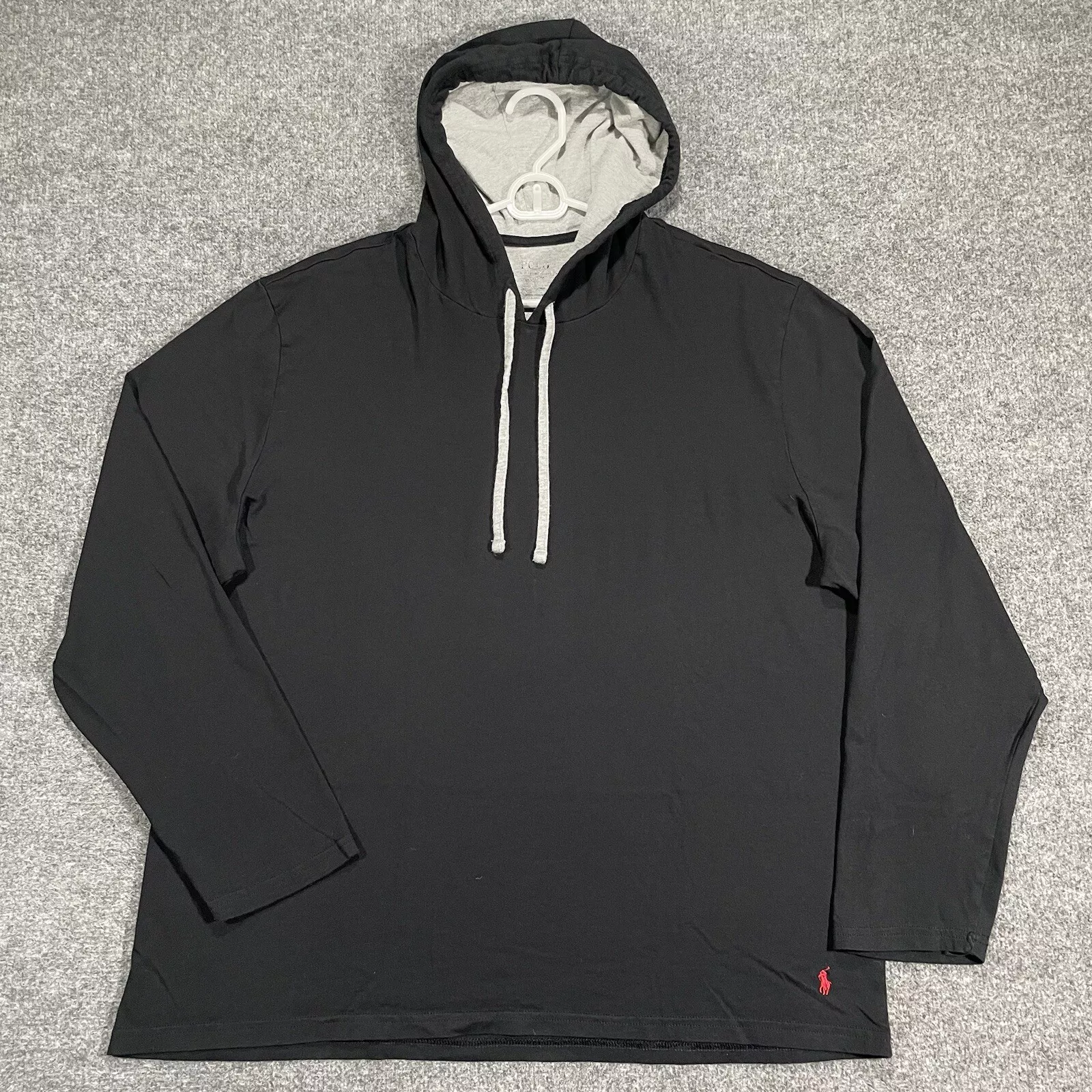Polo Ralph Lauren à capuche homme noir confort suprême contraste chemise de salon XL