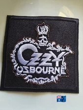 1pce 8x8cm Ozzy Osborne Black Iron On Embroidery Patch
