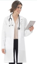 Meta Womens 37" 80 Polyester 20 Cotton Super Blend Twill Labcoat - 1964 SIZE 8