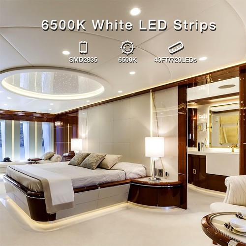 40ft Dimmable LED Strip Lights, 720 LEDs, 6500K, Indoor Home Decoration - Picture 5 of 8