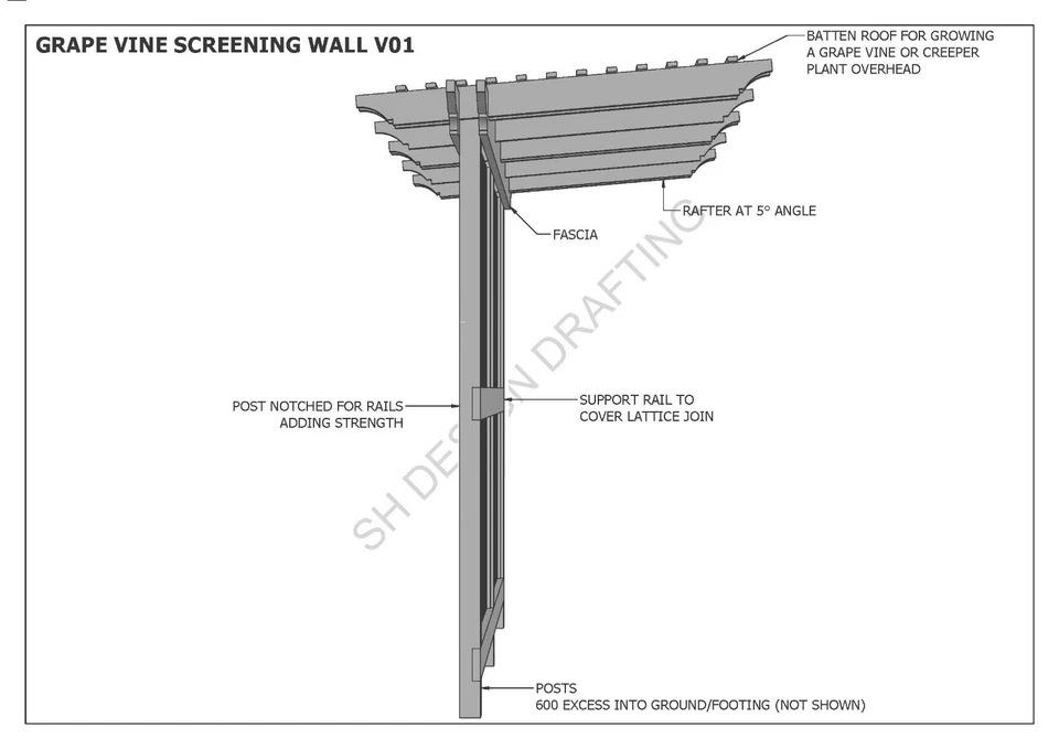 Solo planos de construcción - PARED DE CELOSÍA DE VID DE UVA - PARED DE PROTECCIÓN DE PRIVACIDAD EXTERIOR Foto 3 de 4
