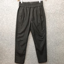 Pinstripe Wool Stretch Pants Womens SMALL Gray Tapered USA Made McGUIRE 28x26