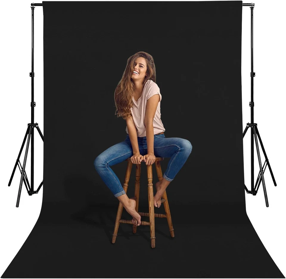 Fondo De Fotografia Negro Solido Para Estudio De Video De 5X7 Pies Chromakey Foto 4 de 4