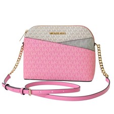 Bolso Bandolera Michael Kors Jet Set Travel Dome Firma MK Logo Rosa Clavel