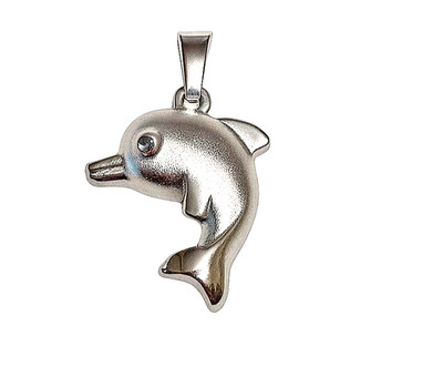 Silver 925 Ladies Kids Pendant 17mm Jumping Dolphin Dolphin Rhodium Plated Matte