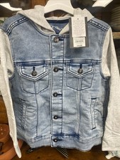 Boys Navy Denim Jacket with Hoodie -Art Class Light Wash Size XS 4-5