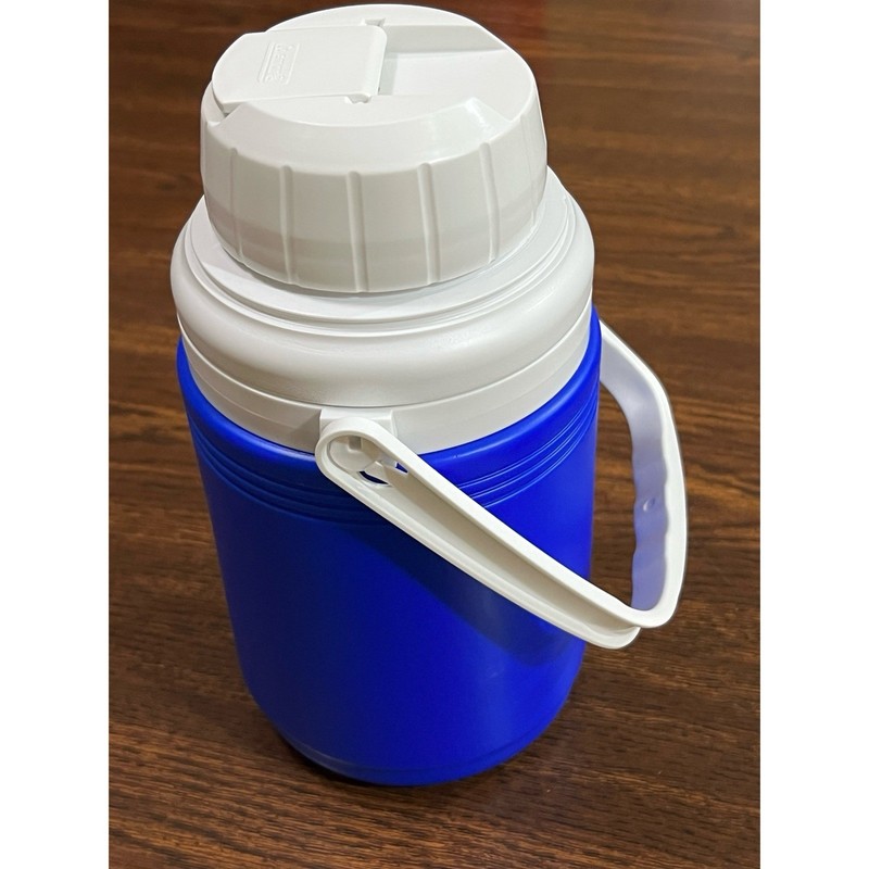 NWOT Coleman Thermos 9" Water Bottle Jug Beverage Cooler 1/3 Gallon Blue White