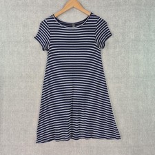 Alya T Shirt Dress XS Blue Stripe Stretch Knit Nautical Button Detail Coastal