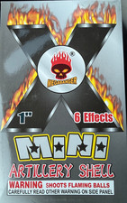Etiqueta de fuegos artificiales MINI X artillería 1" proyectiles 6pk morteros (¡ENVÍO RÁPIDO GRATUITO!)