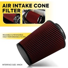 Red 4" 102mm Inlet Truck Air Intake Cone Replacement Quality Dry Air Filter