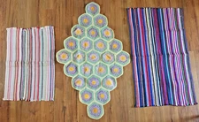 Vintage Cloth Woven “Rag Rugs” Lot of 3