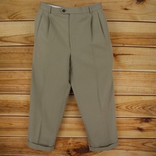Joseph Feiss Dress Pants Mens Sz 34 Brown 100 Wool Cuffed Pockets Pleated Front