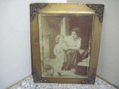 Antique Print ''The Two Mothers'' Framed 10''