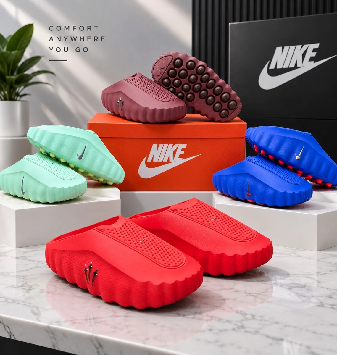 Nike Red Slide Sandals for Men for sale - eBay