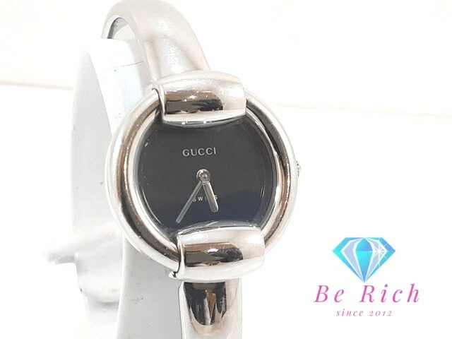 Y0719 Orologio Gucci Donna Nero SS Argento Analogico Quarzo Bracciale