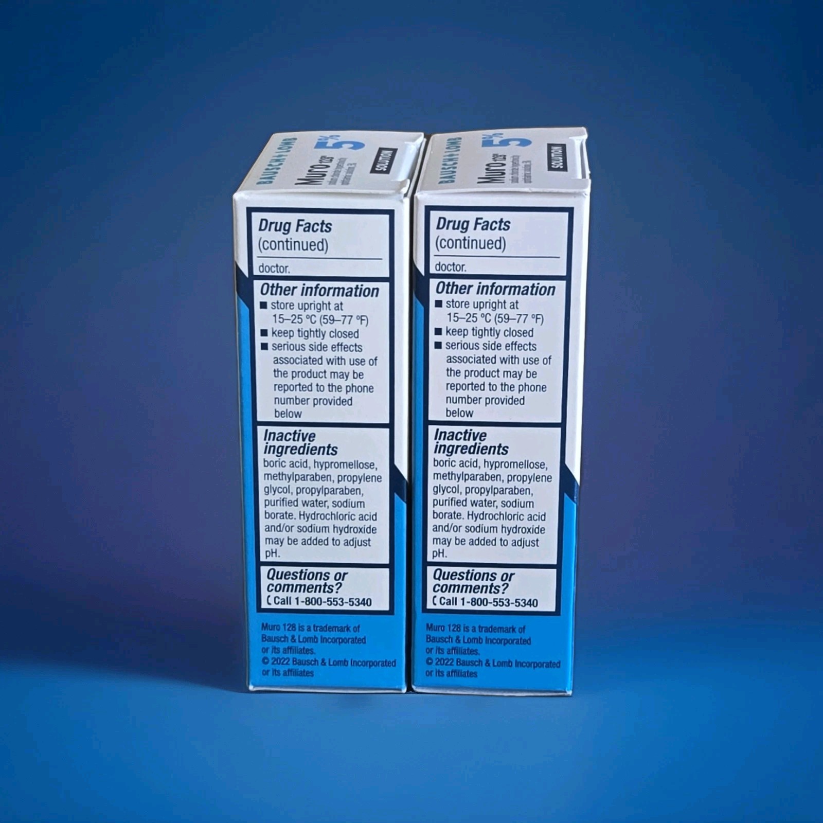 Bausch + Lomb Muro 128 Solution 5% Temporary Relief of Corneal Edema (Lot Of 2)