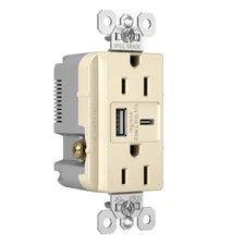 Legrand Pass  Seymour Radiant 15 Amp Wall Power Outlet with 3.1 Amp USB Charg...