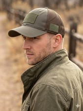 Olive Green American Flag Tactical Mesh Snapback Hat Trucker Cap