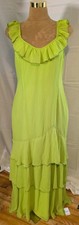 Boohoo Women's Green Chiffon Strappy Ruffle Maxi Dress Lime  Sz. US 14