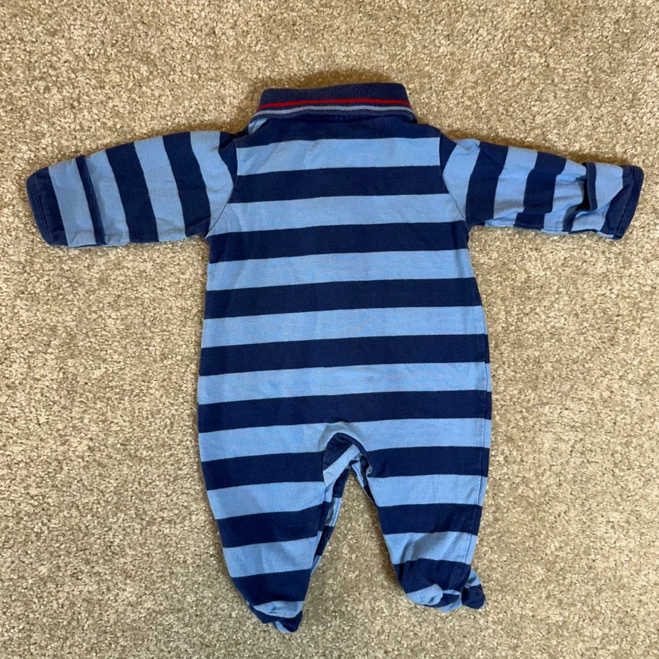 Mameluco de béisbol Carter's recién nacido azul a rayas MVP con patas para dormir Foto 4 de 4
