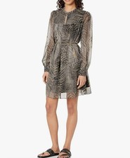 GUESS Damen Coktailguess Morgane Cocktail Dress Kleid Dunkelgrün Zebra L