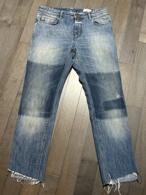 Closed Bogus Patched Logo Straight Leg Denim Jeans Size 31 Made In Italy LN