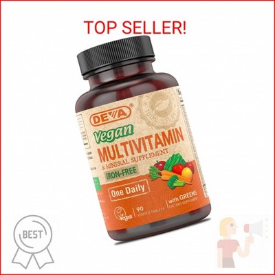 DEVA Vegan Iron-Free Multivitamin & Mineral Supplement, Green Food Blend, Spirul