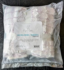 BRAND NEW Royal Luxe Reversible Micro-Mink Sherpa Tie-Dye Throw Violet 50" x 60"