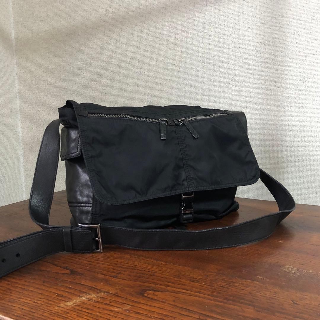 90s PRADA Leather Nylon Shoulder Bag