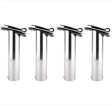 4Pcs Stainless Steel Boat Fishing Rod Holder with Cap 15 Degree Flush Mount