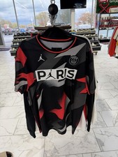 Jordan Vintage Rare PSG National Soccer Jersey Silky Red Black Shirt